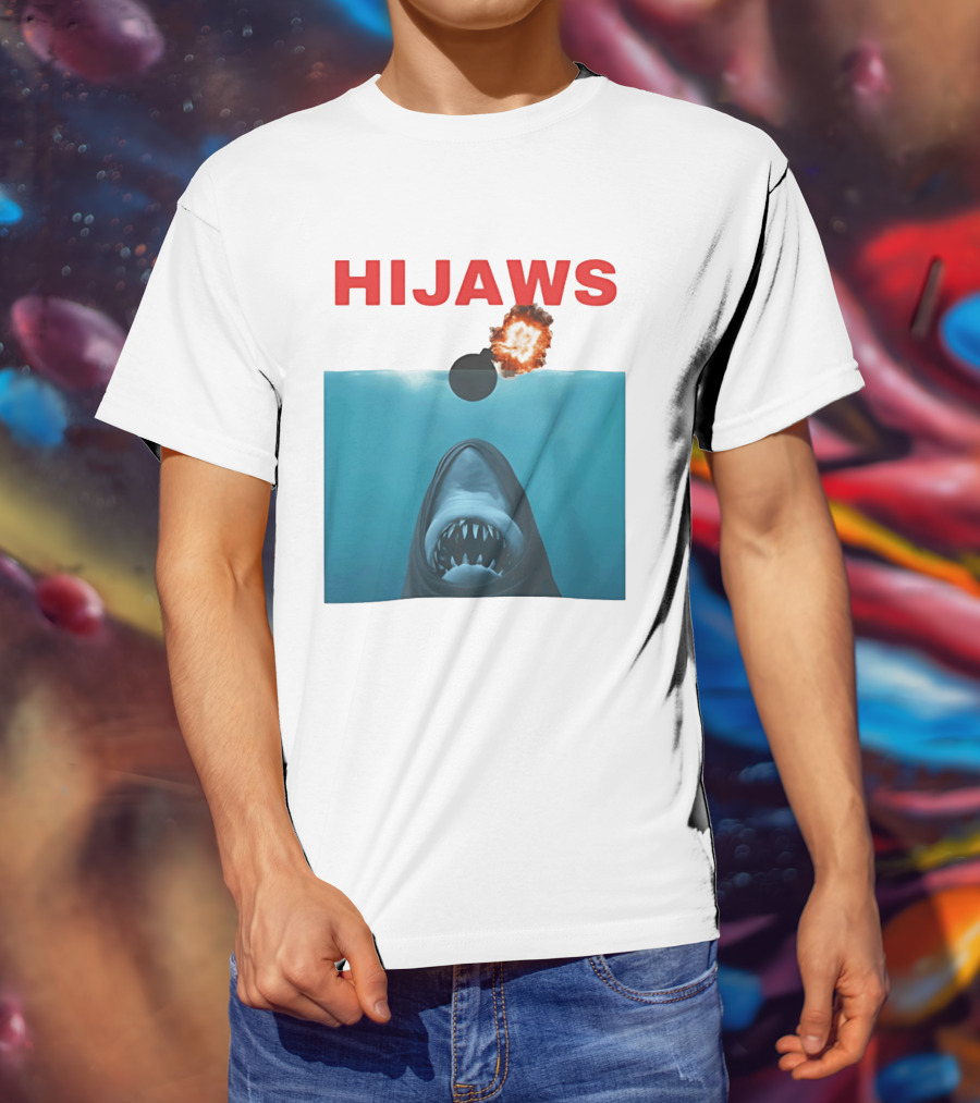 HIJAWS Jaws Bomb Explosion With Shark T-Shirt