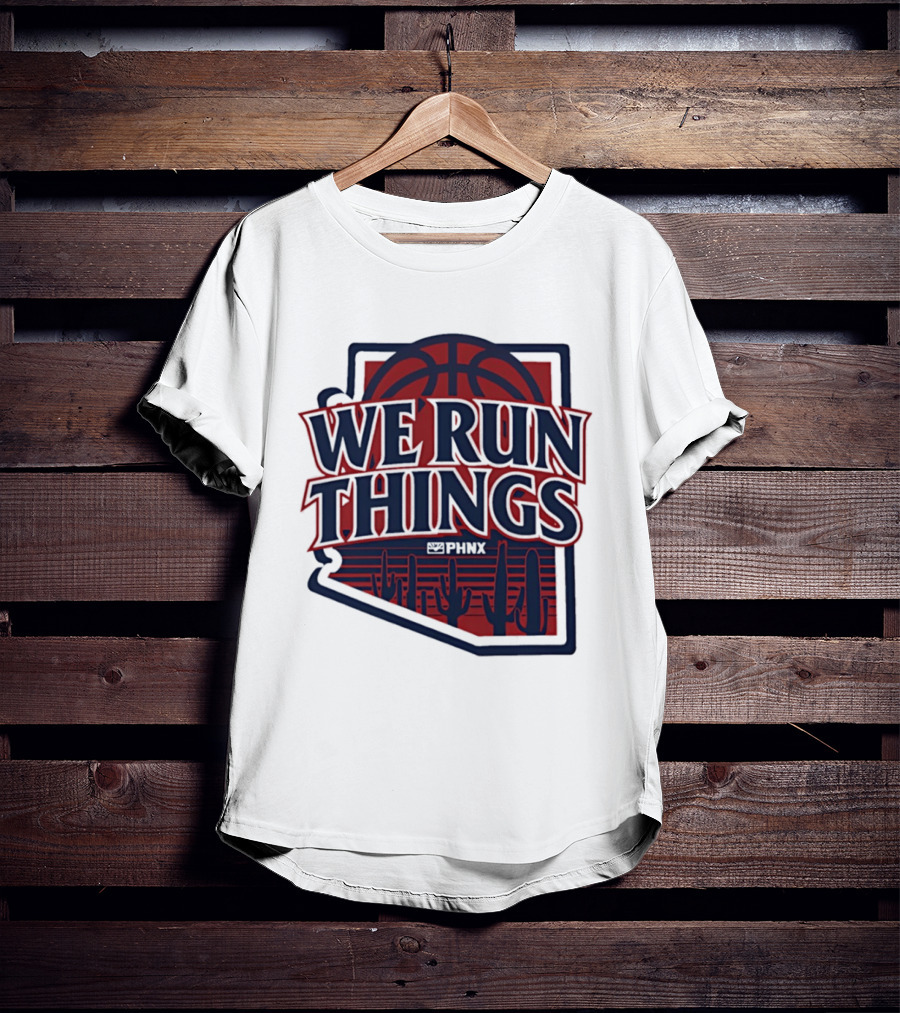 PHNX We Run Things Cactus Basketball Desert Scene T-Shirt