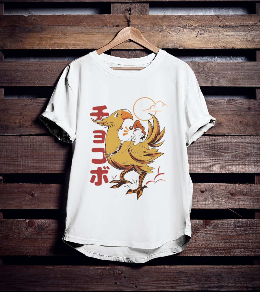 Kaweehaw Cowboy Moogle Riding Chocobo Retro Style Japanese T-Shirt