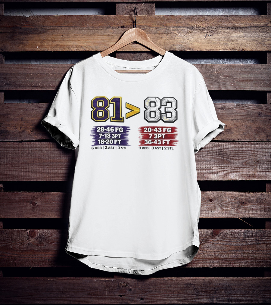 81 Greater Than 83 Kobe Bryant Legendary Performance Stats T-Shirt
