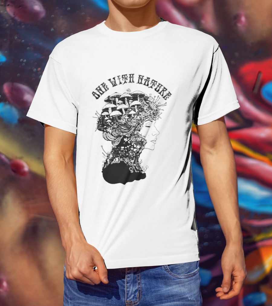 One With Nature Women Mushroom Psychedelic Fungi T-Shirt