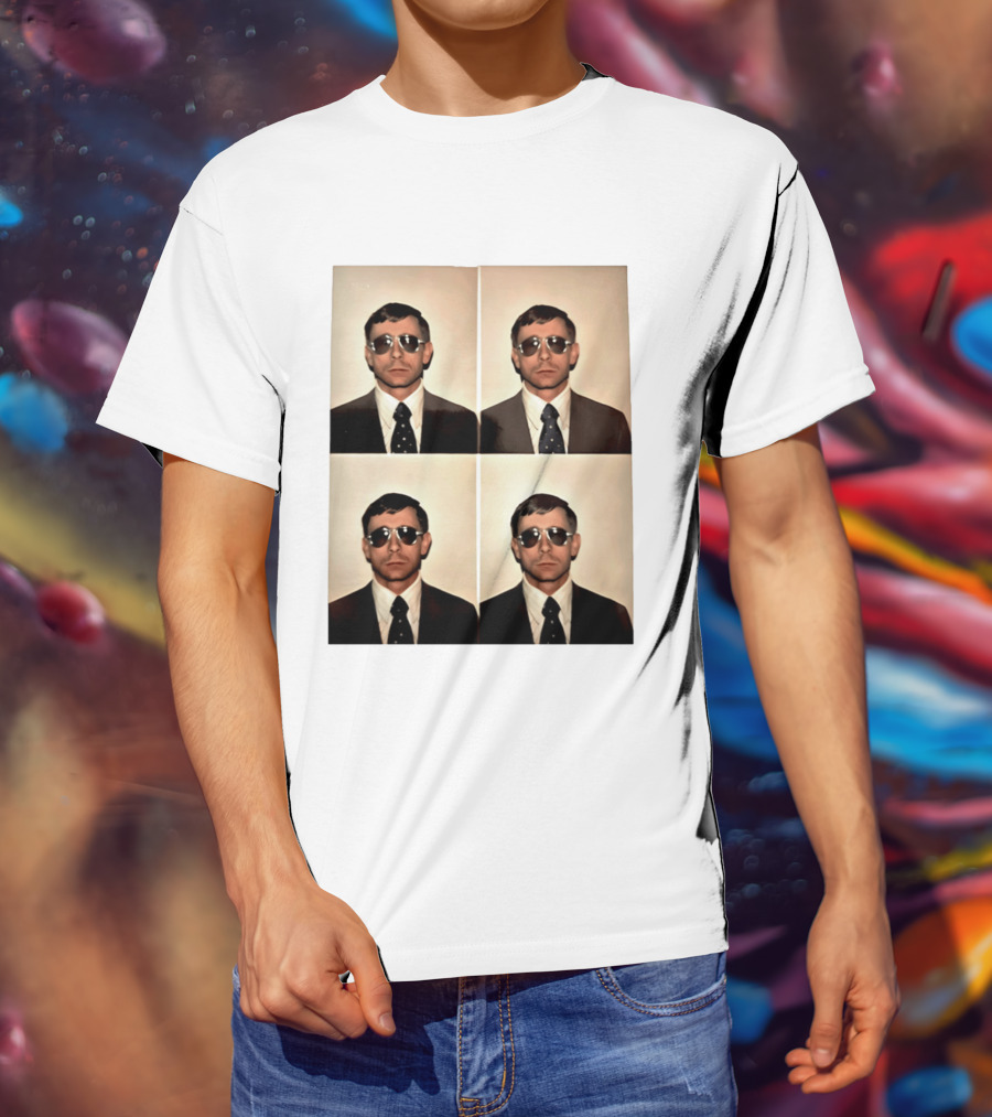 SGM Mike Vining Blasting Through Iconic Sunglasses Suit Portrait Quad T-Shirt