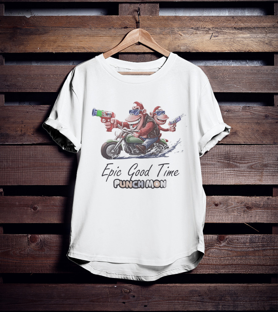Epic Good Time Punch Mon Motorcycle Monkeys Fun Adventure T-Shirt