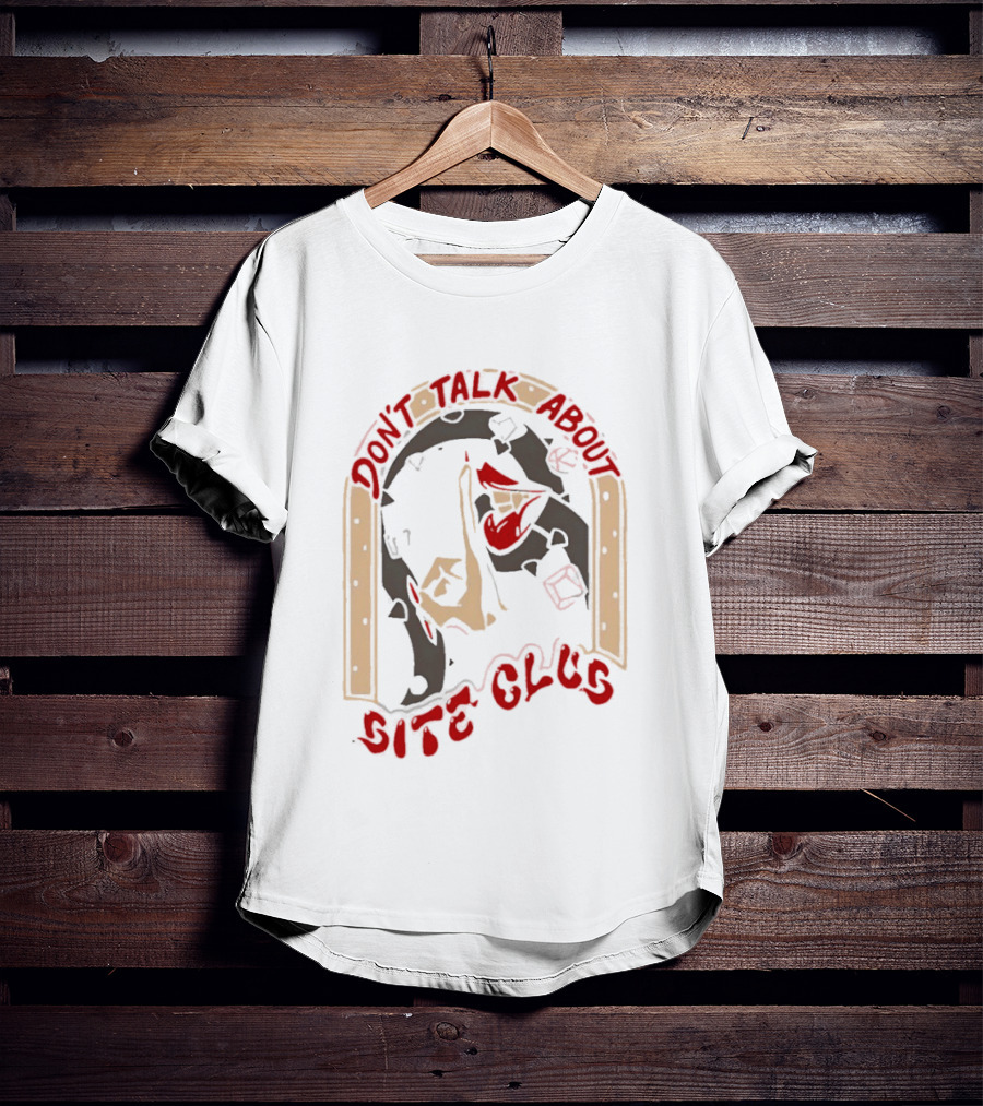 Don't Talk About Bite Club Sealed Lips Finger Gesture T-Shirt