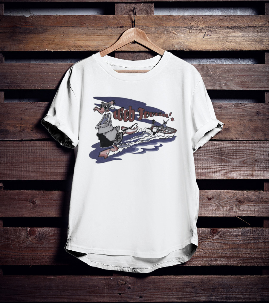 Web Footin' Cartoon Duck Boating Adventure T-Shirt