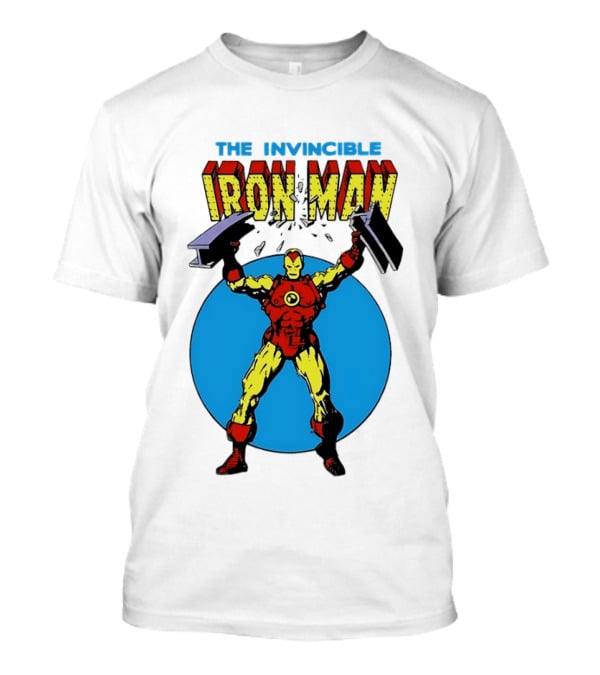 The Invincible Iron Man Bending Iron Bar Marvel Comic T-Shirt