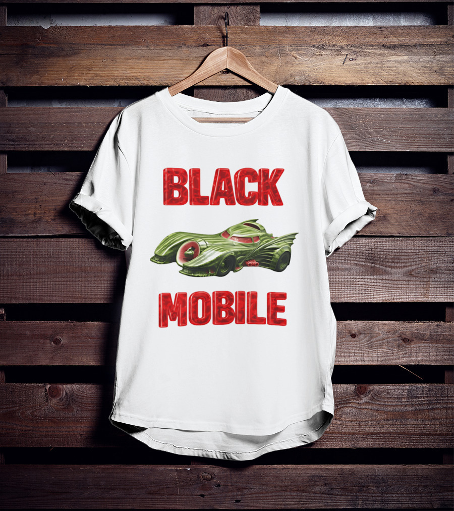 BLACK MOBILE Car Retro Inspired Vehicle T-Shirt