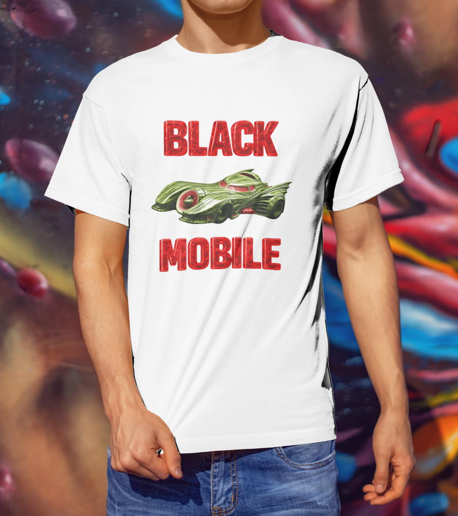 BLACK MOBILE Car Retro Inspired Vehicle T-Shirt