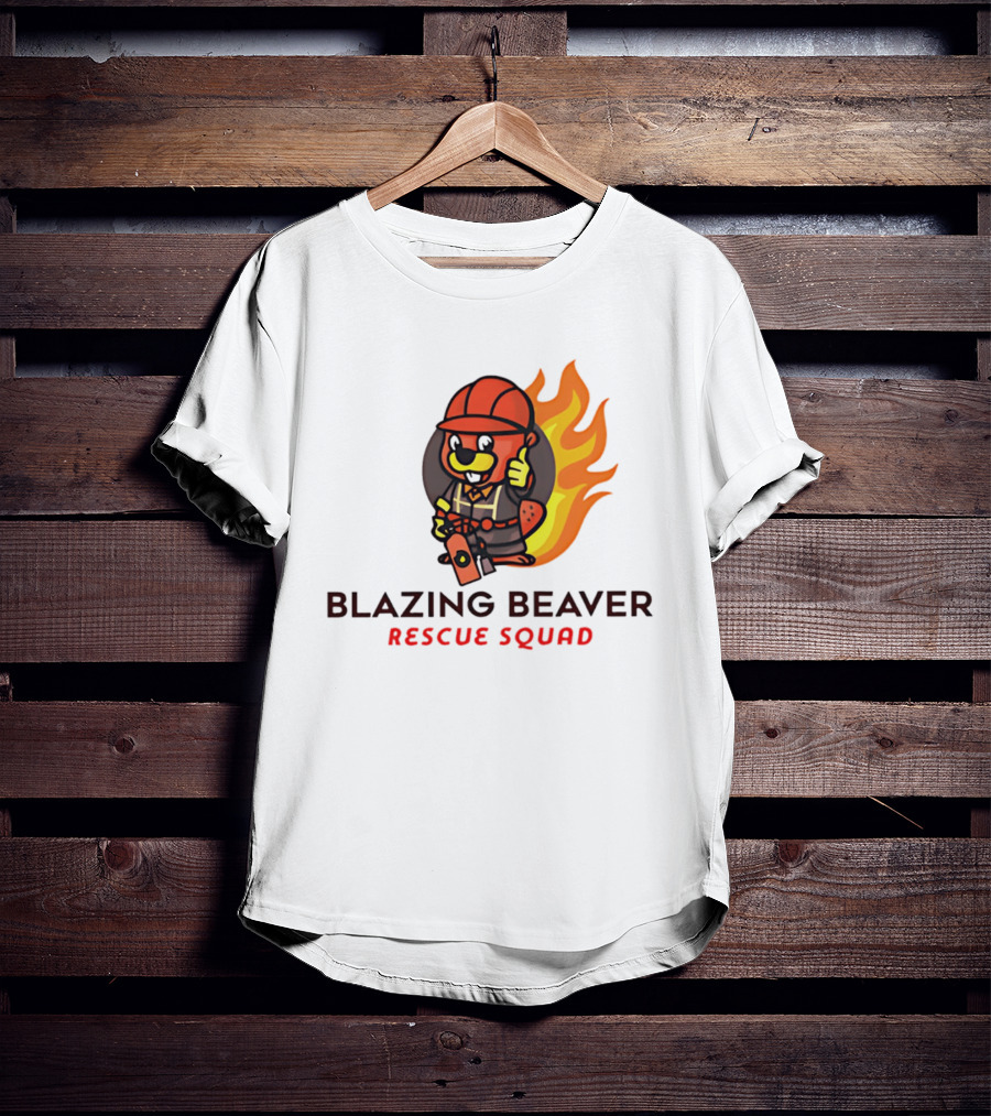 Blazing Beaver Firefighter Mascot Rescue Squad Flame T-Shirt