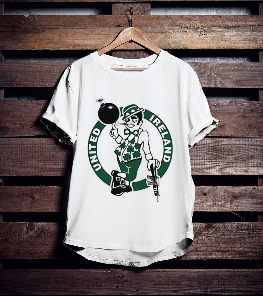Boston Celtics United Ireland Mascot Holding Traditional T-Shirt
