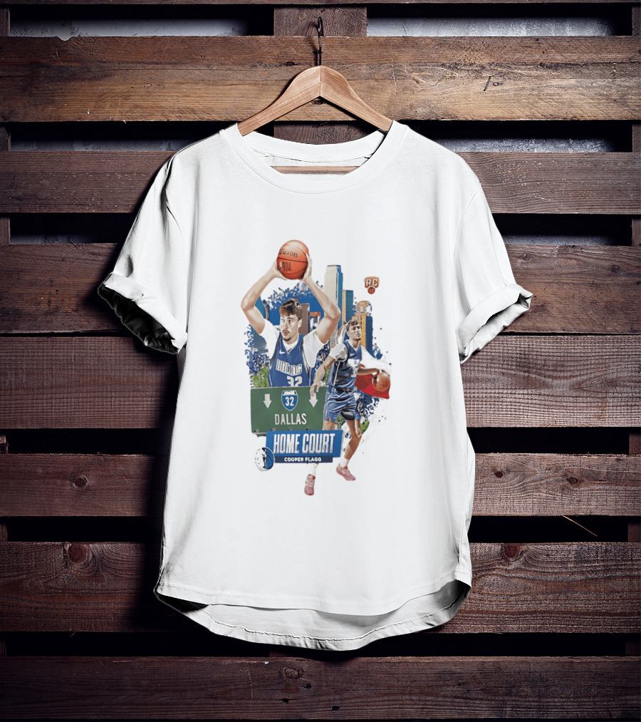 Cooper Flagg Dallas Mavericks Home Court RC 32 Basketball Player T-Shirt