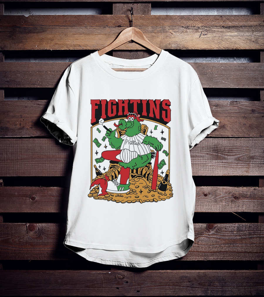 Fightins Philadelphia Phillies Phanatic Mascot Baseball Money And Champagne T-Shirt
