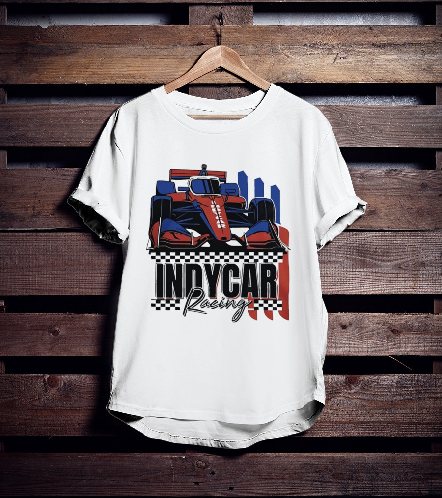 Indycar Racing Racecar Checkered Flags T-Shirt