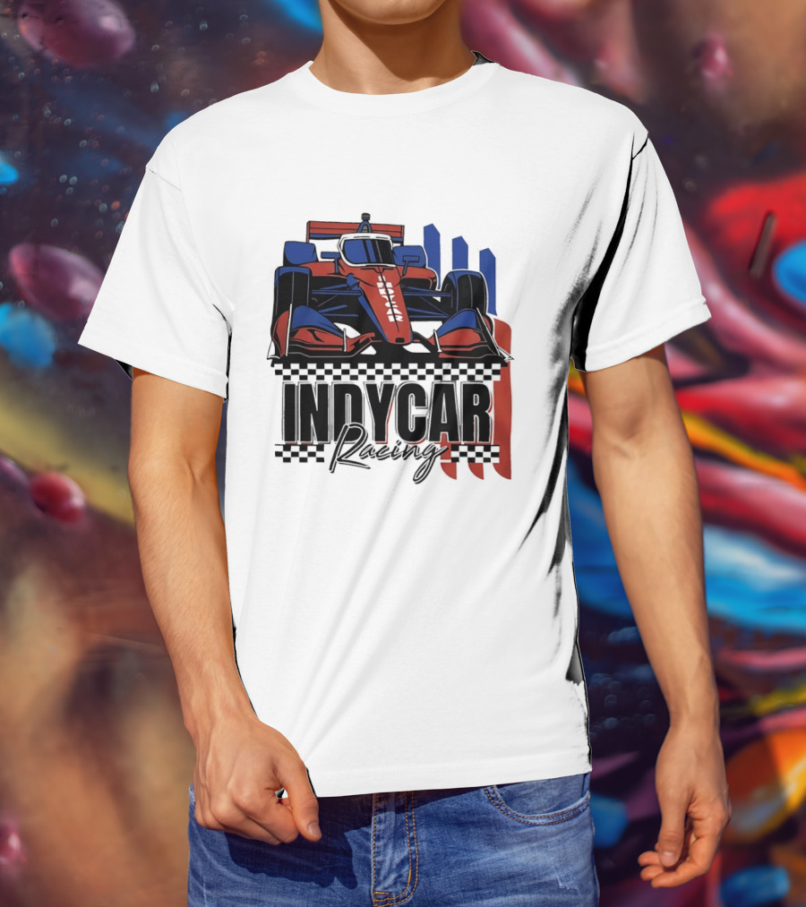 Indycar Racing Racecar Checkered Flags T-Shirt