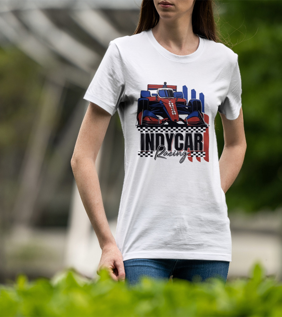 Indycar Racing Racecar Checkered Flags T-Shirt