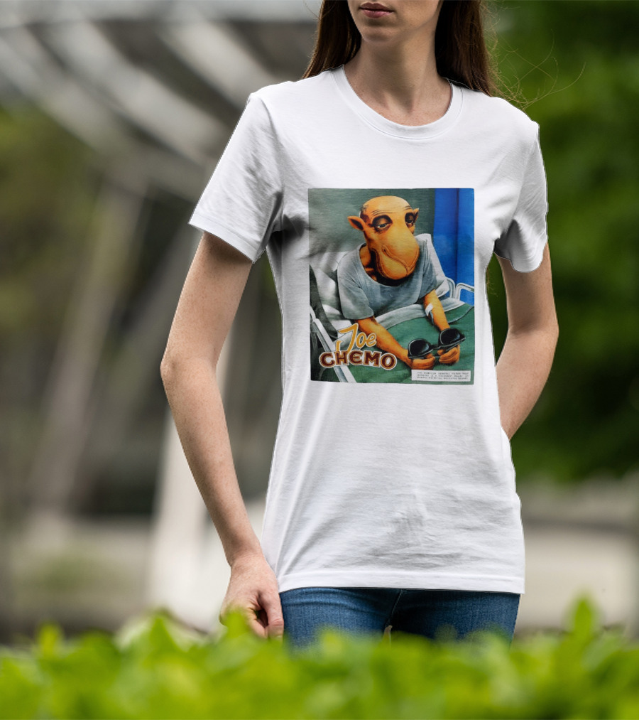 Joe Chemo Hospital Gown Character In Bed Holding Sunglasses T-Shirt