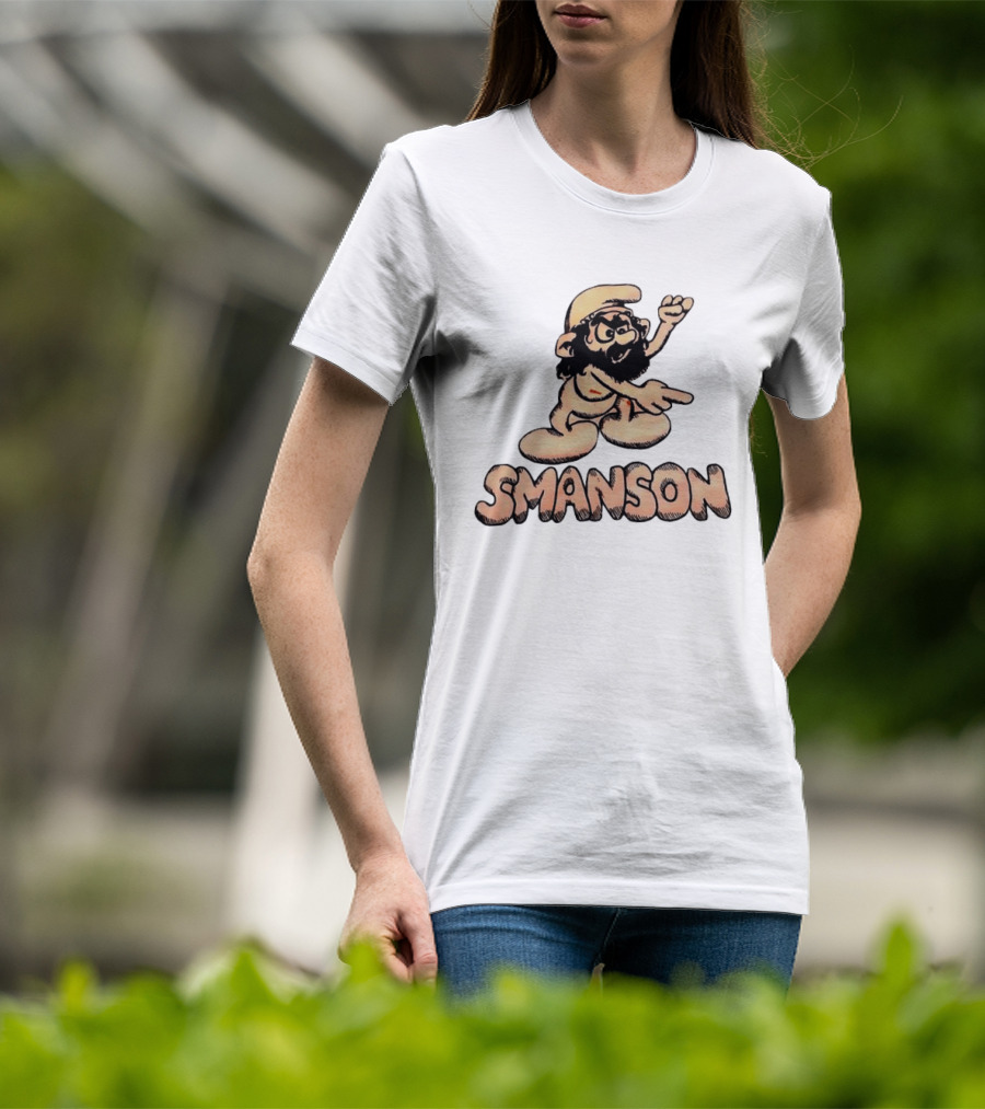 Smanson Smurf X Charles Manson Character Mashup T-Shirt
