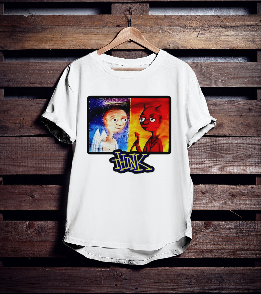 90s Classic Think Angel Vs Devil Cartoon TV Skateboard T-Shirt
