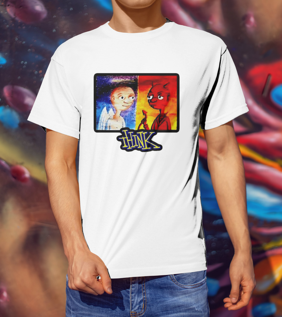 90s Classic Think Angel Vs Devil Cartoon TV Skateboard T-Shirt
