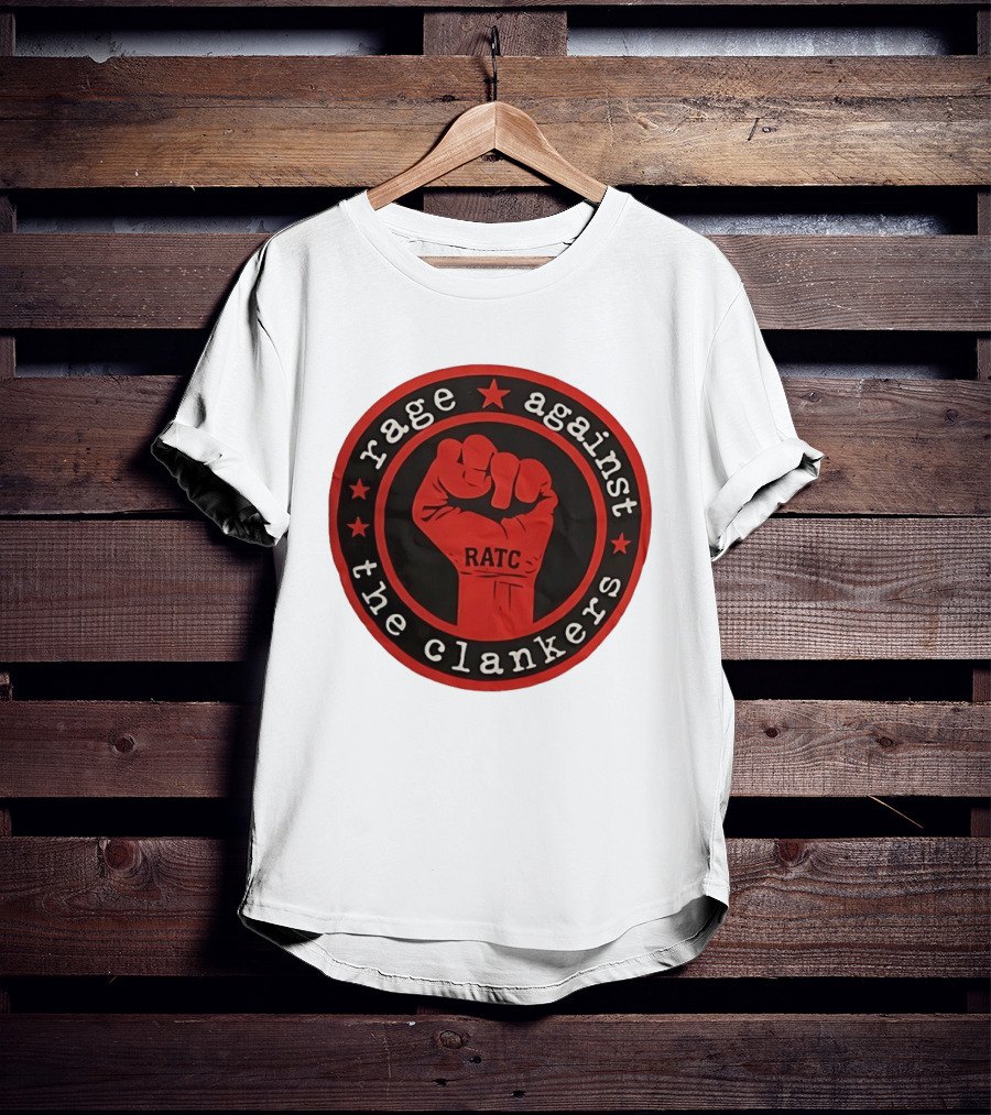 Rage Against The Clankers RATC Fist Emblem With Stars T-Shirt