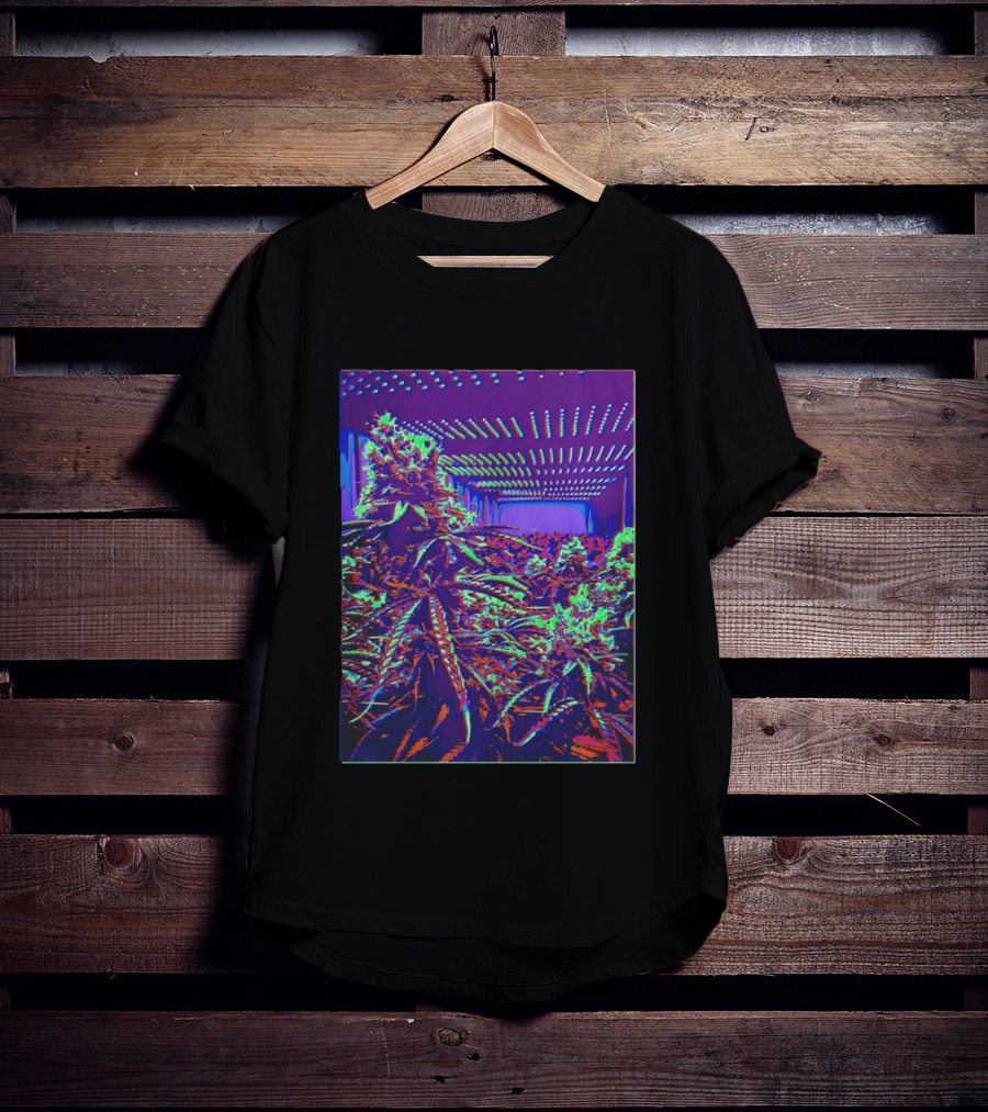 Plant Life By Wicked High Society Neon Cannabis Indoor Garden Purple LED Glow T-Shirt