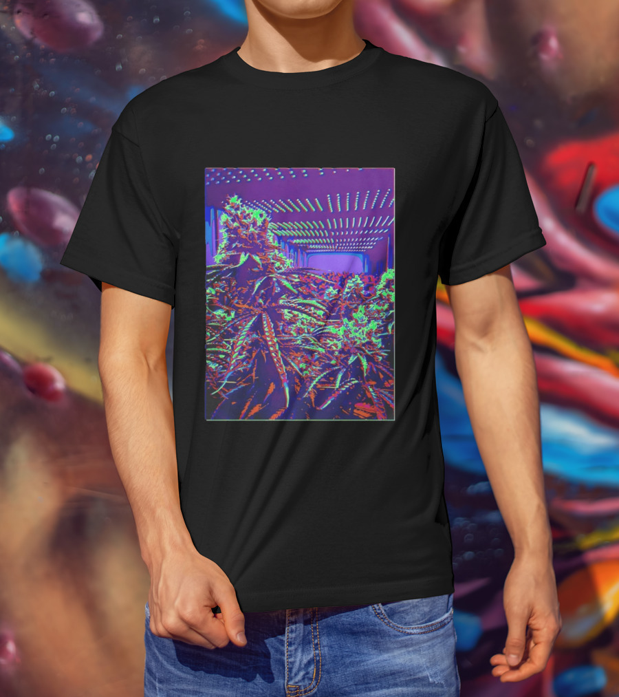 Plant Life By Wicked High Society Neon Cannabis Indoor Garden Purple LED Glow T-Shirt