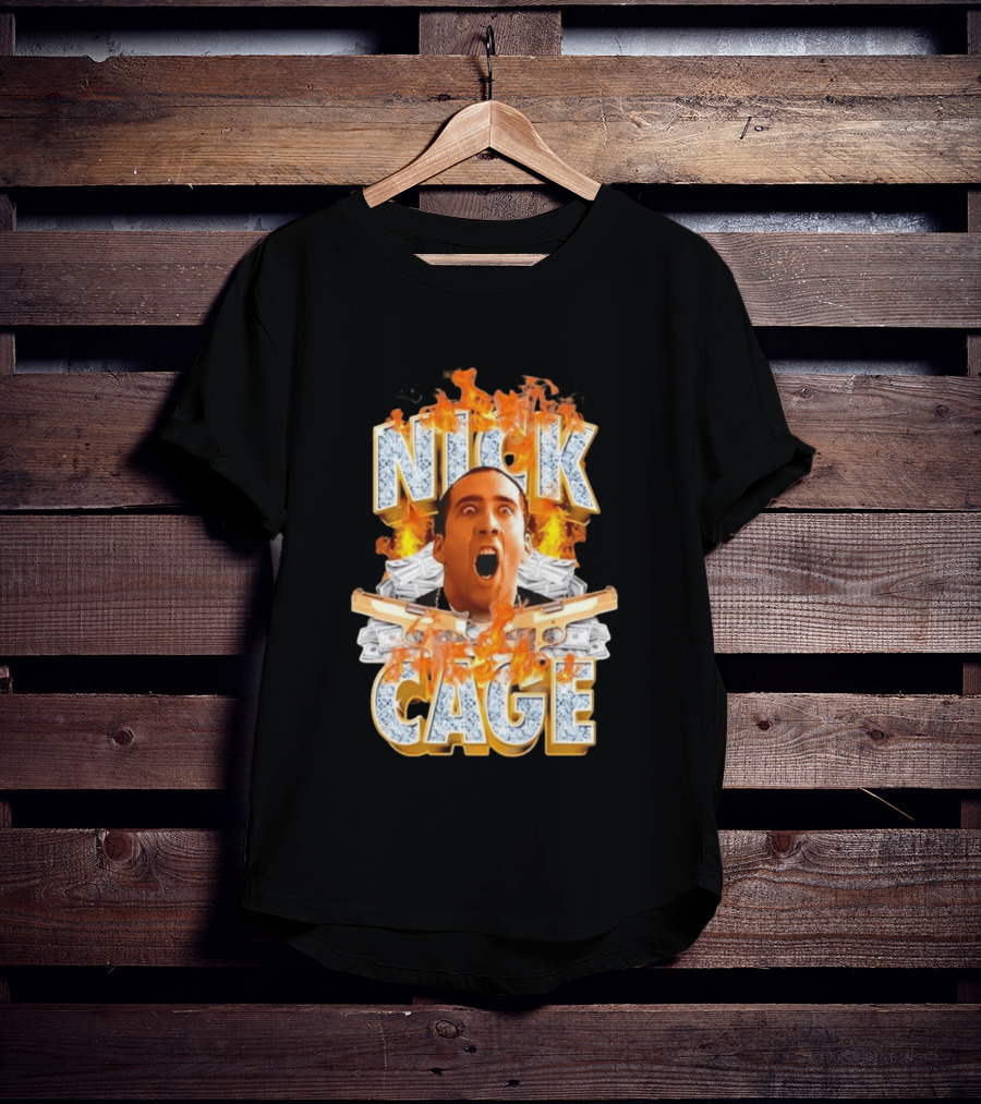 Nick Cage Castor Troy Money 90s Flames Gun Scene T-Shirt