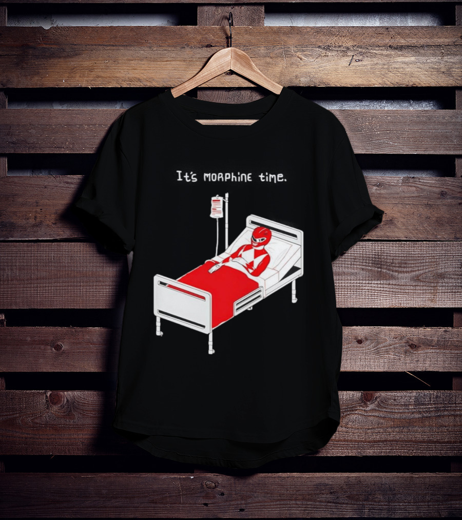 Red Ranger It's Morphin Time Power Rangers On Hospital Bed Scene T-Shirt