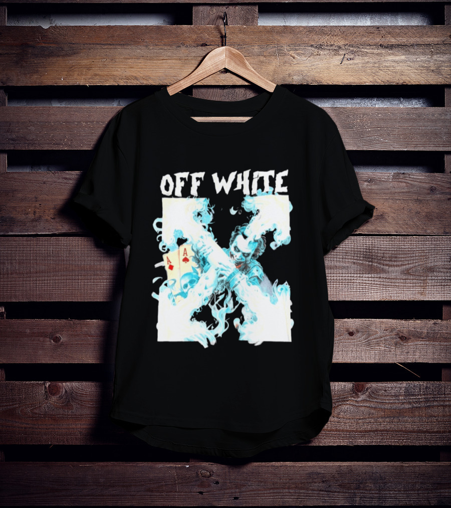 OFF WHITE Joker Blue Flame Ace Cards T-Shirt