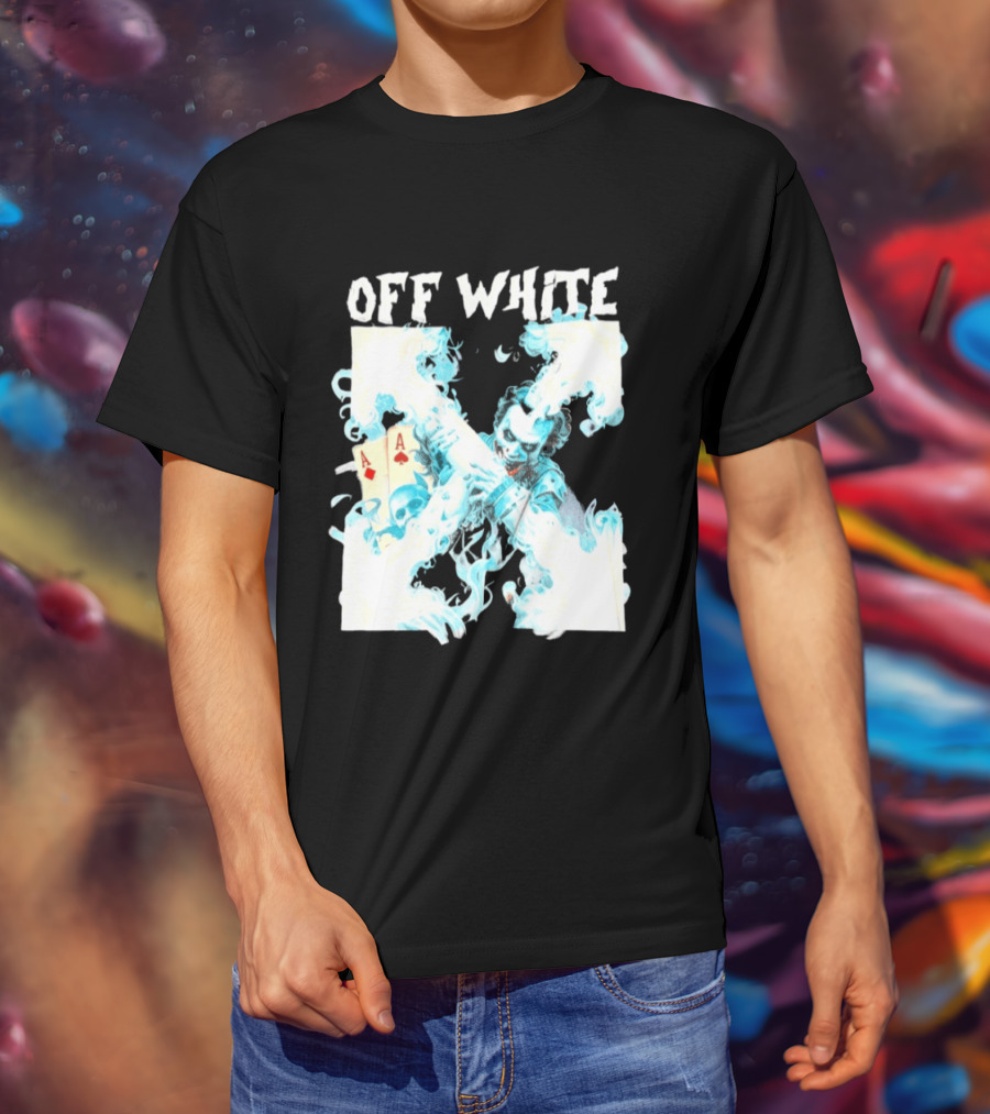 OFF WHITE Joker Blue Flame Ace Cards T-Shirt