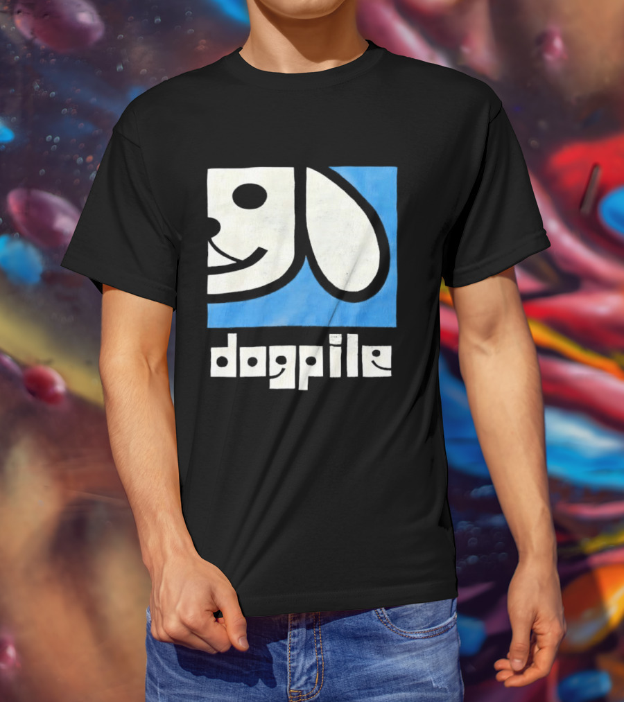 90s Dogpile Logo With Smiling Dog Face T-Shirt