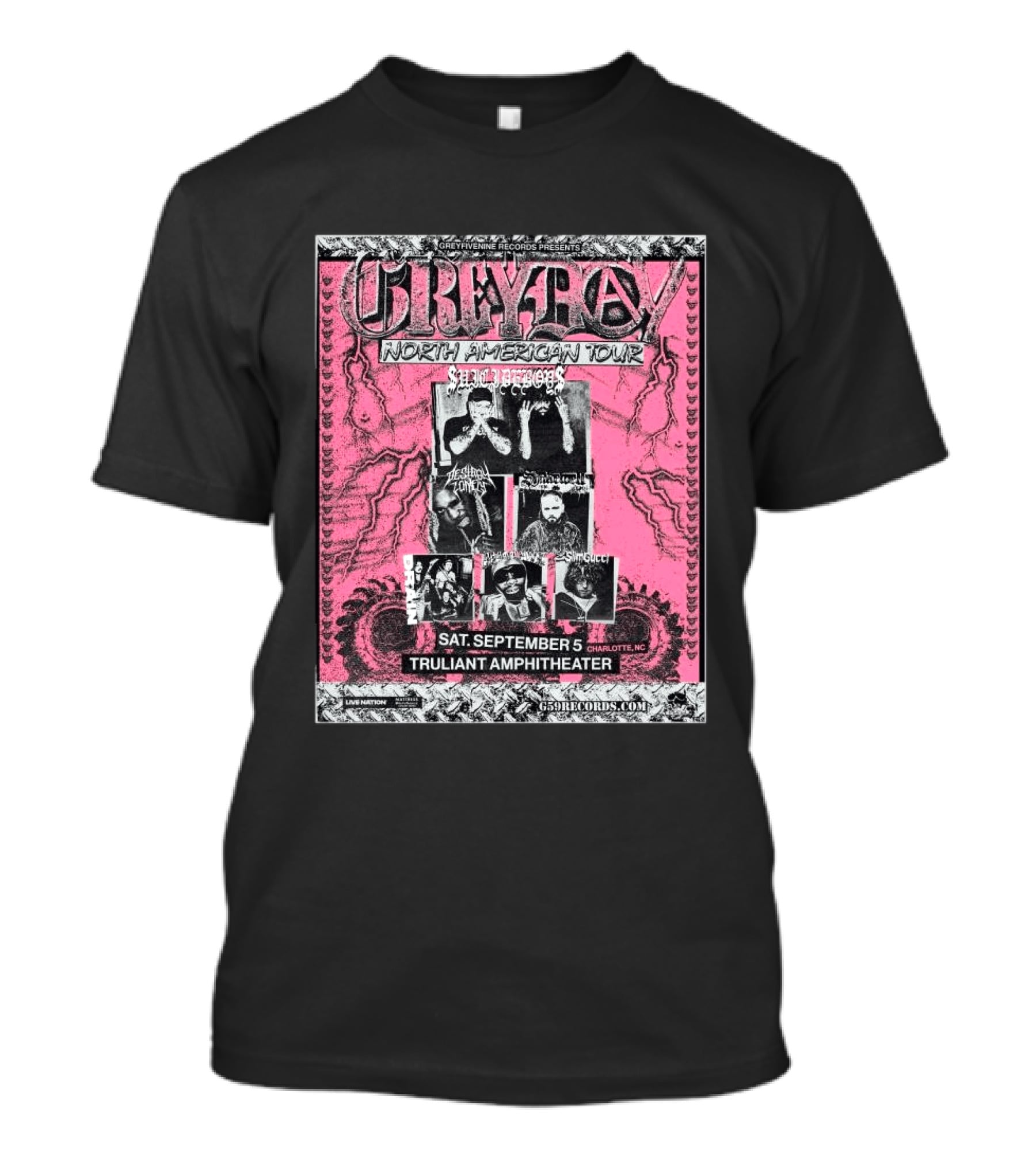 Greytay North American Tour Greyday Records Presents Suicideboys Charlotte NC September 5 Truliant Amphitheater T-Shirt