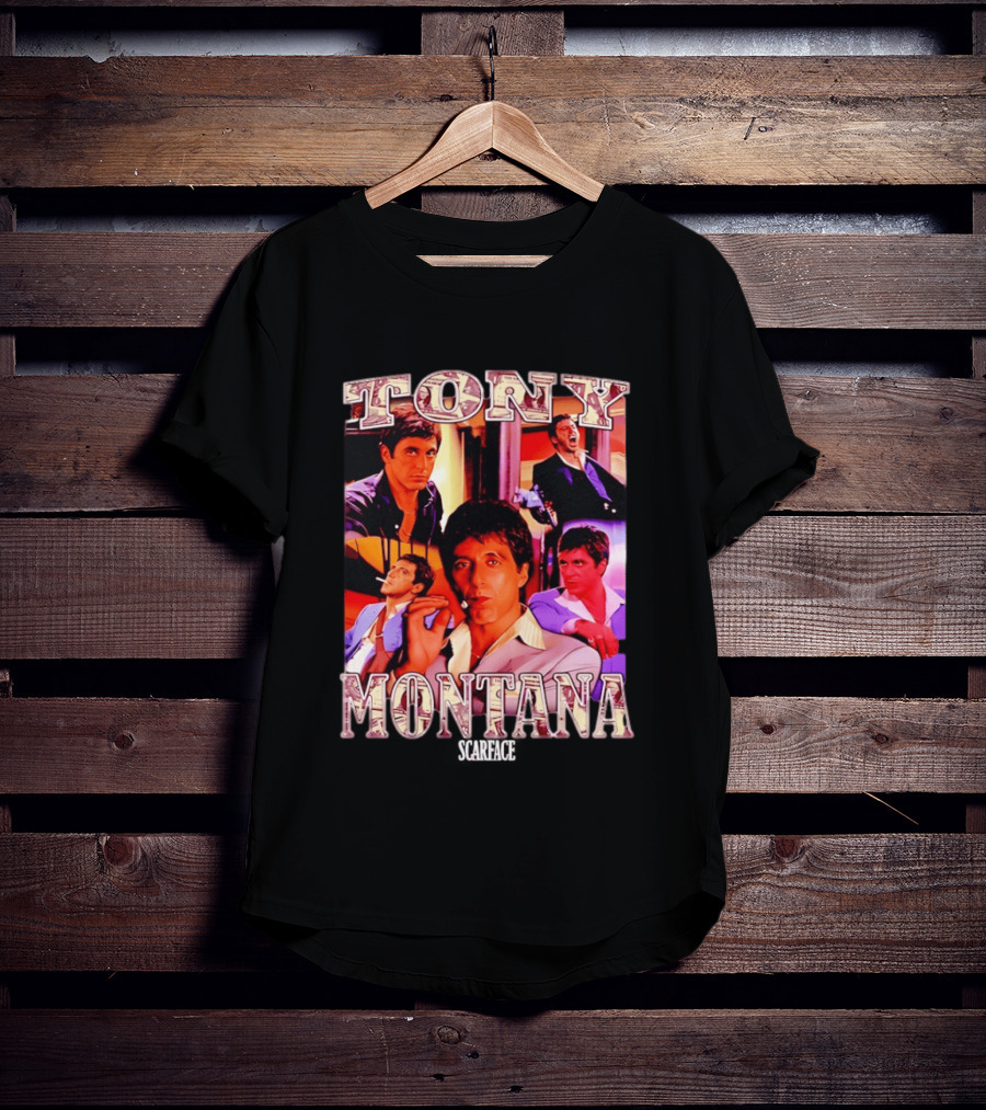Tony Montana Scarface Movie Collage 80s Film T-Shirt