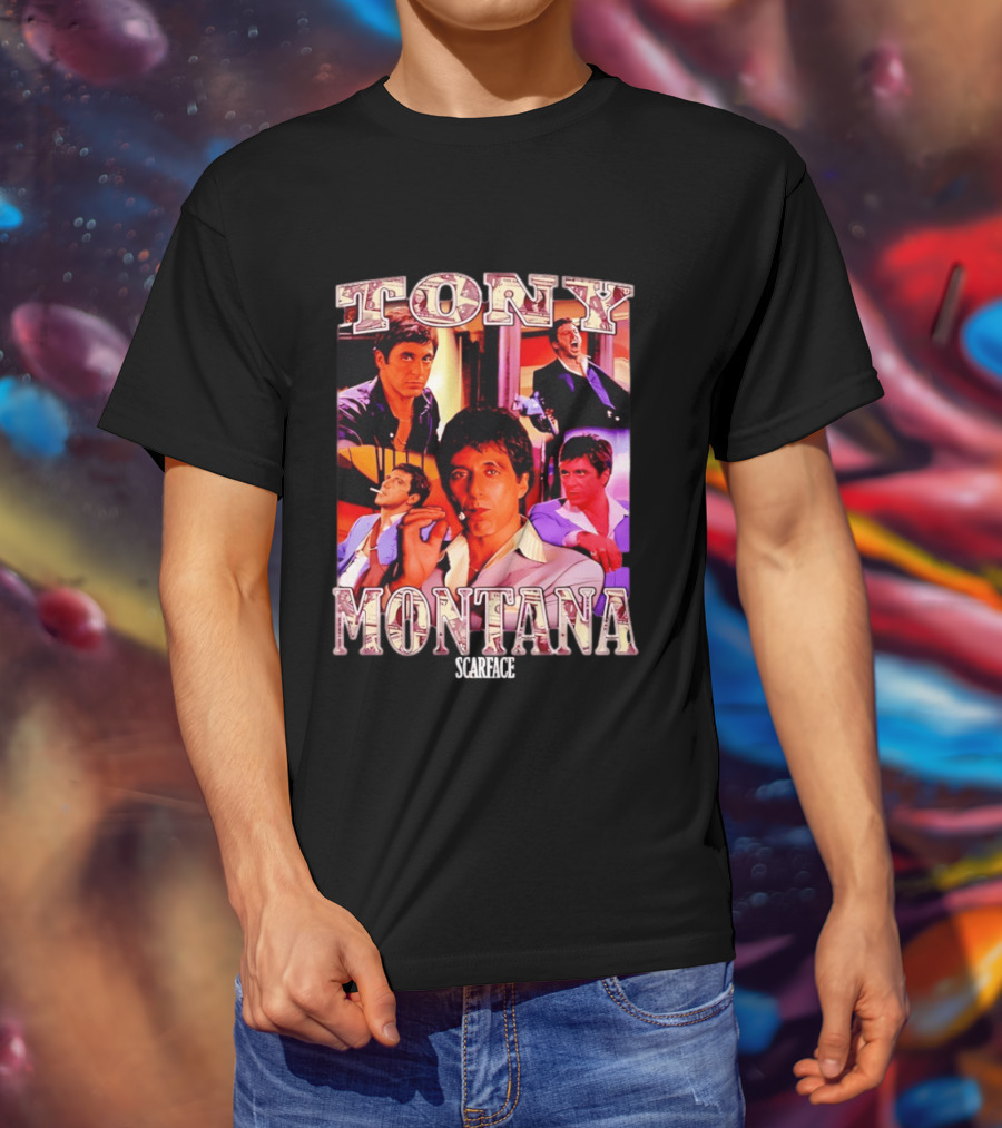 Tony Montana Scarface Movie Collage 80s Film T-Shirt