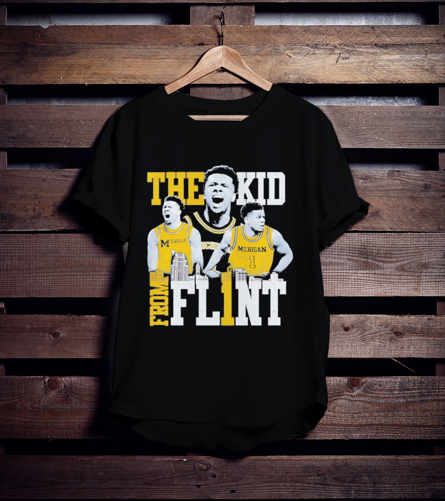 The Kid From Flint Trey McKenney Michigan Wolverines Basketball Skyline T-Shirt