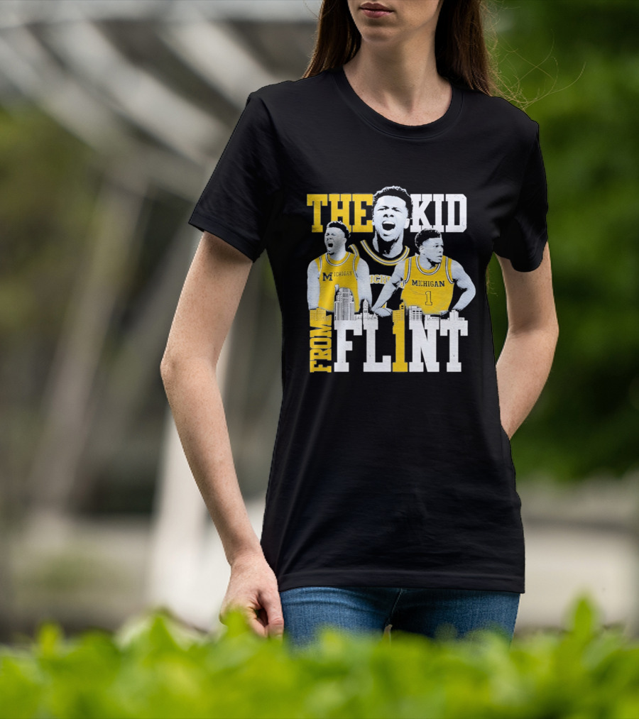 The Kid From Flint Trey McKenney Michigan Wolverines Basketball Skyline T-Shirt