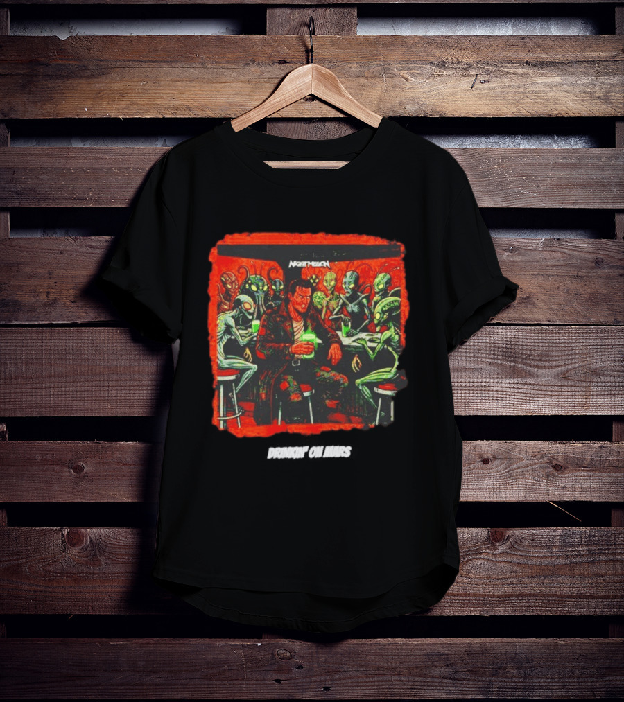 Night Mission Drinkin' On Mars Aliens Bar Scene Retro Sci Fi T-Shirt