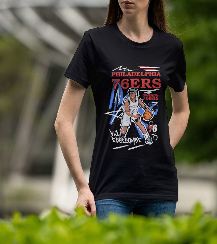 Philadelphia 76ers VJ Edgecombe NBA Player Cartoon 76 T-Shirt
