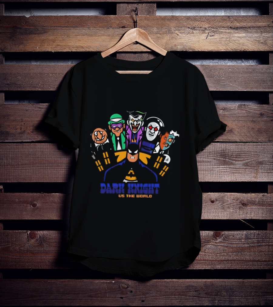 Dark Knight Vs The World Cartoon Heroes United Fighting Evil T-Shirt