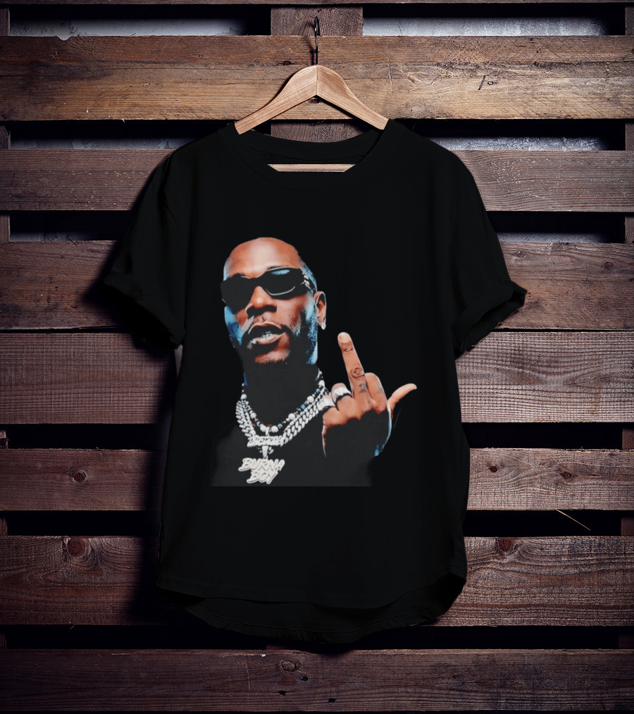 Burna Boy Middle Finger Gesture Bold Jewelry And Sunglasses Look T-Shirt