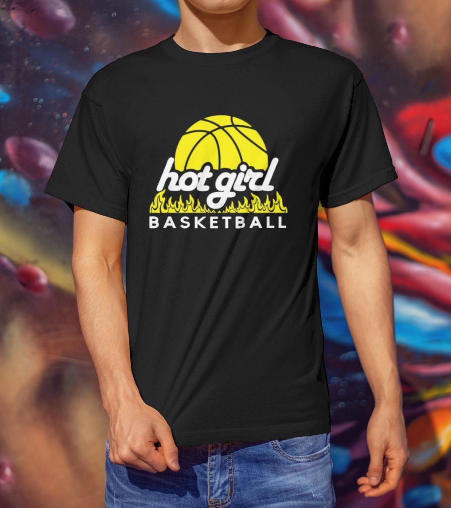Hot Girl Basketball Fiery Yellow Basketball Flame T-Shirt