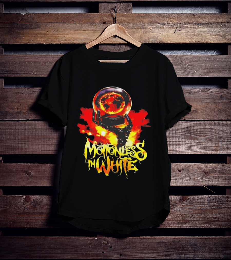 Motionless In White Scoring The End Of The World Gothic Crystal Ball Fiery Hand T-Shirt