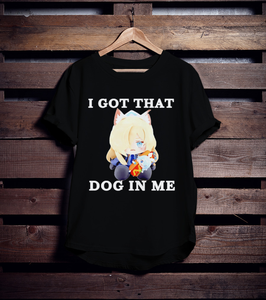 Chocopuni Plushie Kanna Ogata Holding Hot Dog I Got That Dog In Me T-Shirt