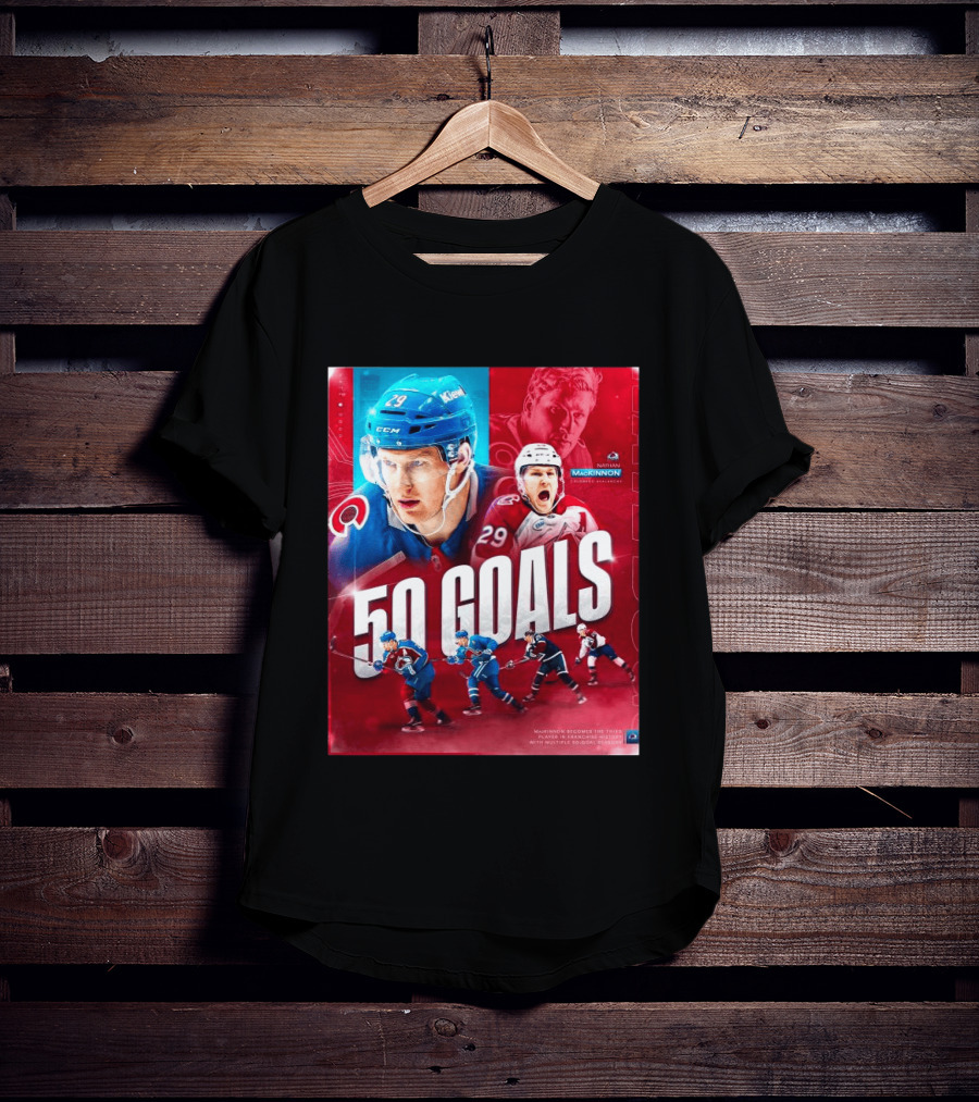 Colorado Avalanche Nathan MacKinnon 50 Goals Achievement NHL Career Milestone T-Shirt