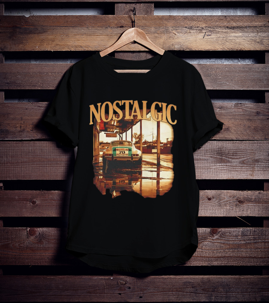 Nostalgic Vintage Car Rear View With Racing Number 70 T-Shirt