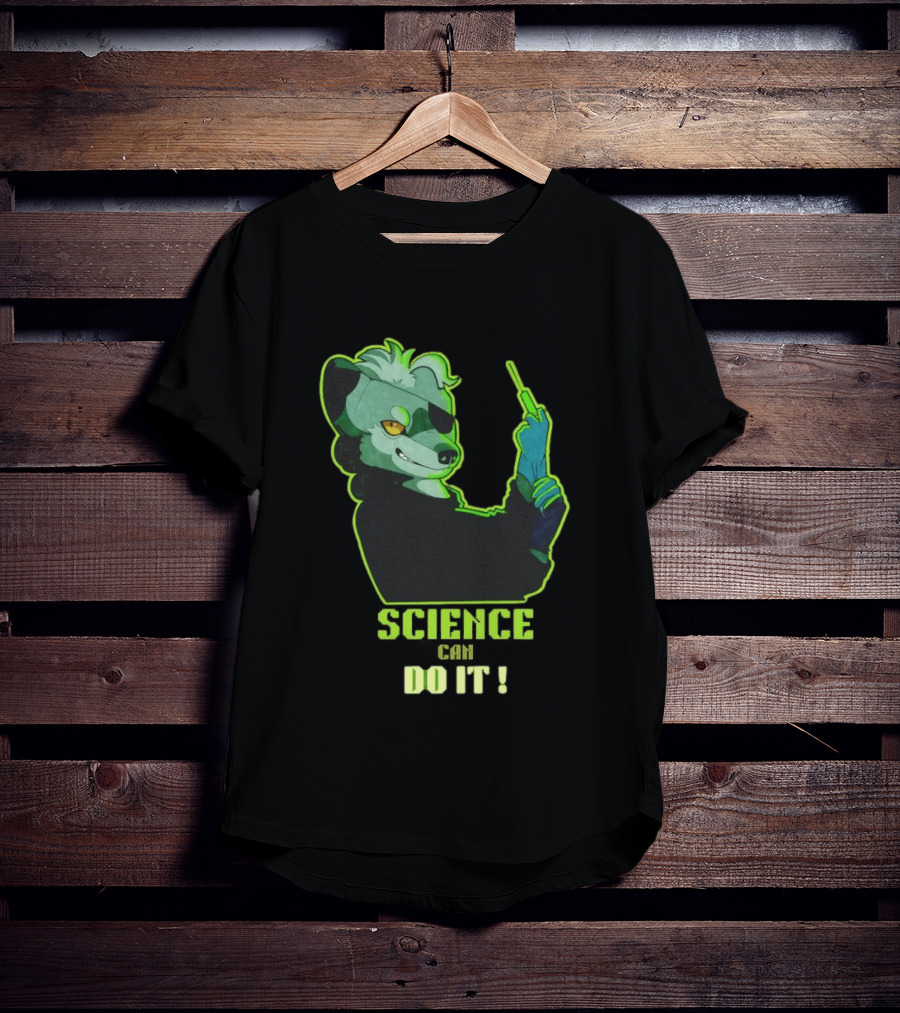 Science Can Do It Cartoon Panda With Test Tube T-Shirt