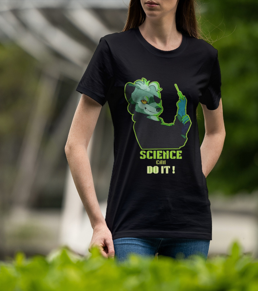 Science Can Do It Cartoon Panda With Test Tube T-Shirt