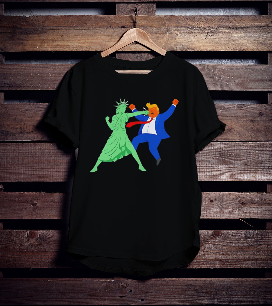 Statue Of Liberty Punching Trump Political Satire T-Shirt