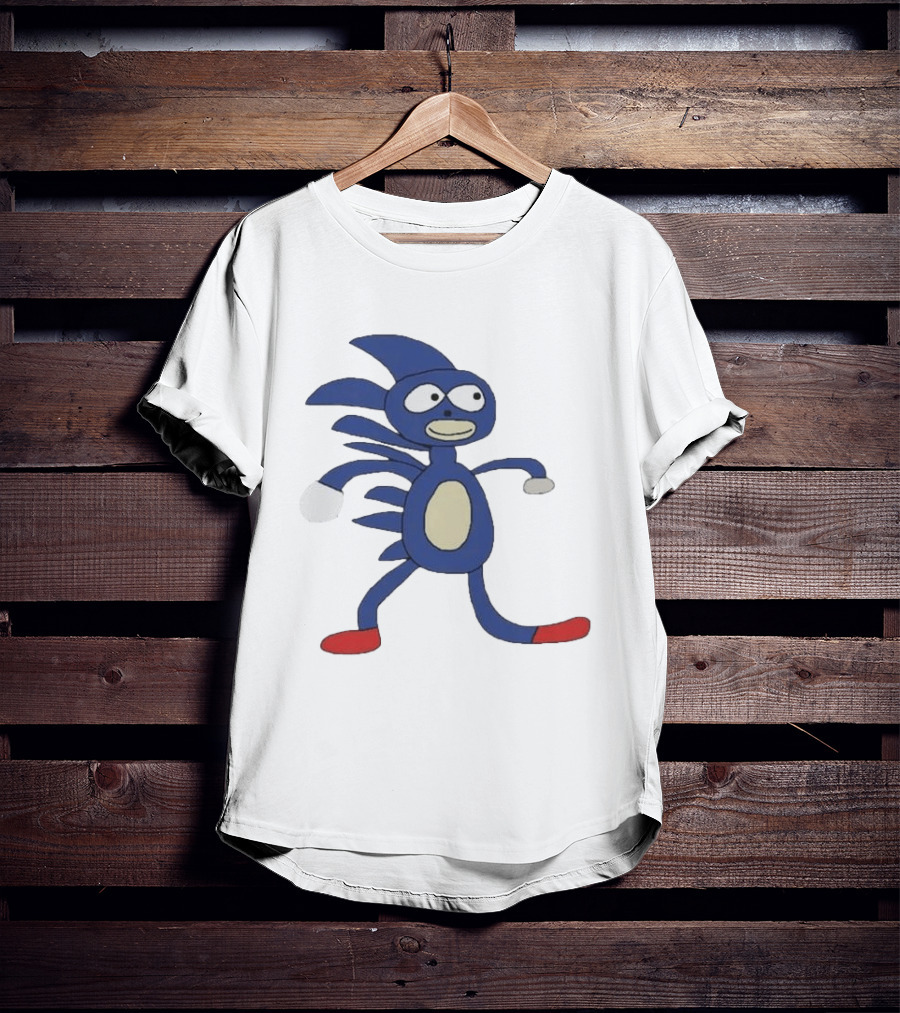 Sanic Meme Blue Hedgehog Parody Drawing T-Shirt