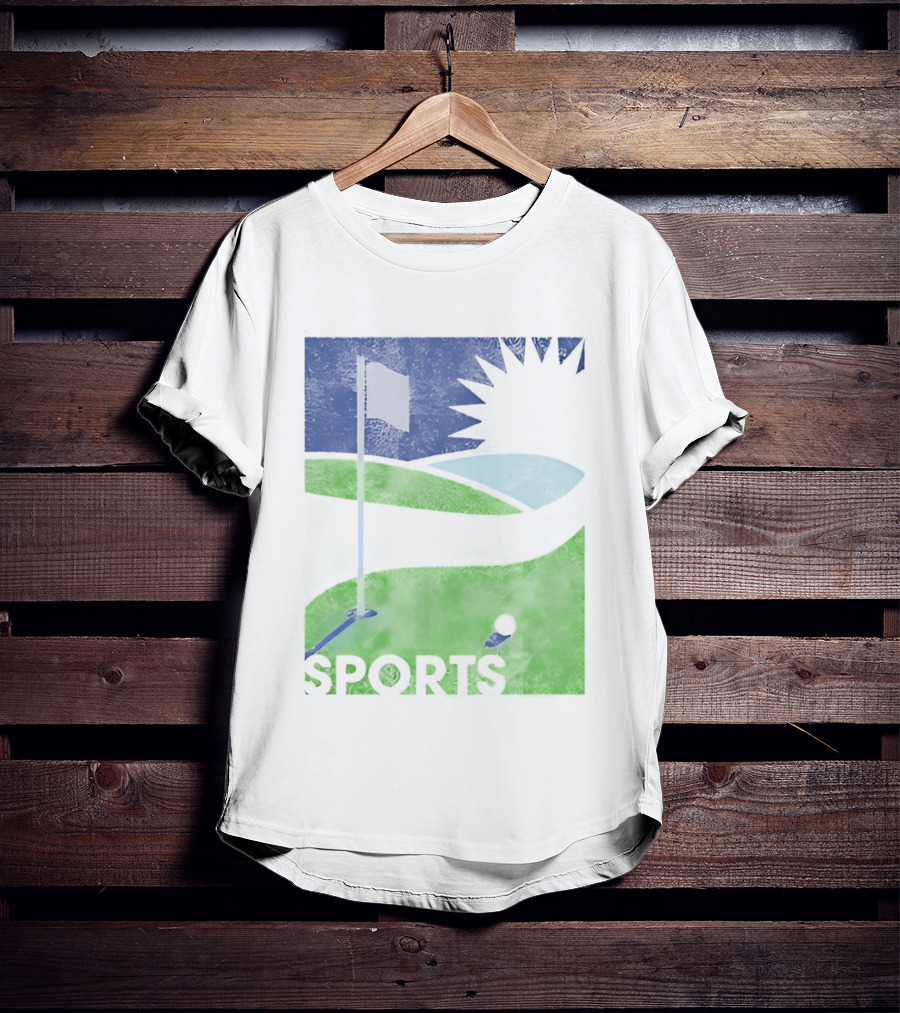 Golf Course Scenery Sports Landscape Sun Flag Ball T-Shirt